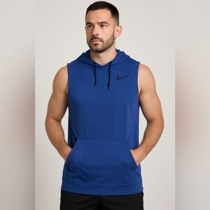 Nike Men's Dri-fit Sleeveless Hoodie Blue XL